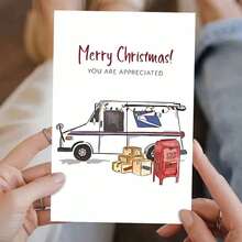 1pc Christmas Thank You Card With RedEnvelope - Postal Service Appreciation, Elegant Minimalist Holiday Card For Workers, Family, Friends - High-Quality Paper Holiday Greeting Card - Perfect Christmas Gift, Festive Season Greetings, Simple Festive Artwork, Sturdy Envelope Included, Best For Christmas