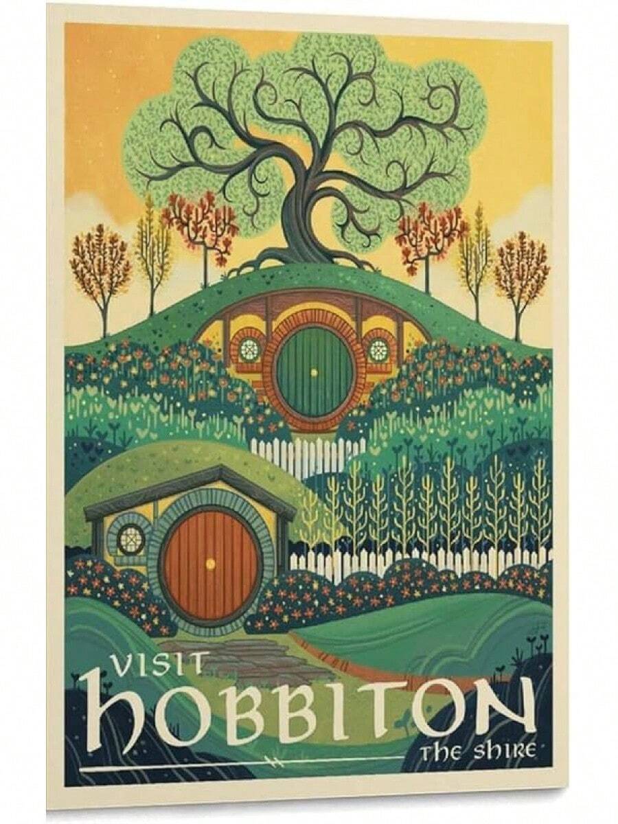 OJAFBUJA Middle Earth Vintage Travel Poster Mordor Metal Tin Sign Wall Art Vintage Sign For Home Coffee Shop Kitchen Bedroom Cafe Bar Wall Decor 8x12 Inch - 海報風格-7 - 查看 1
