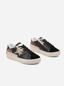 Baskets à plateforme scintillantes pour femmes, casual, printemps automne - Noir - Voir 5