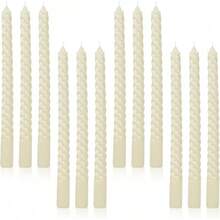 Tobeape Sage Green Twisted Taper Candles Set Of 12, 10 Inch Tall Unscented Dripless, Smokeless Tapered Candlestick Wedding Home Décor Dinner's Day- 8 Hour Long Burning - 奶油象牙色 - 查看 10