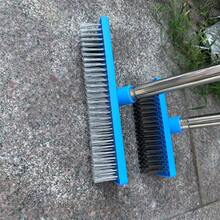 Langstiel-Bodenbürste aus Edelstahl, vielseitig und langanhaltend, ohne Strombedarf, perfekt für gründliche Reinigung von Terrassen, Bädern, Fliesen, Fugen, Küchen, Schwimmbädern, Terrassen und Garagen