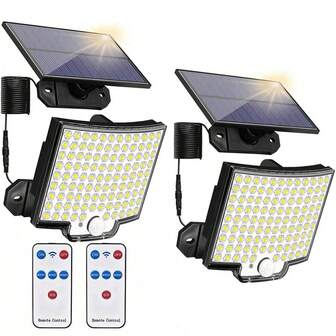 1pc 106 LED Solar Powered Motion Sensor Outdoor Garden Yard Wall Light (Remote Control SOS Button Unusable)