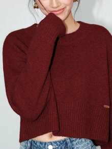 Alicedudu 女式简约时尚圆领毛衣，秋冬