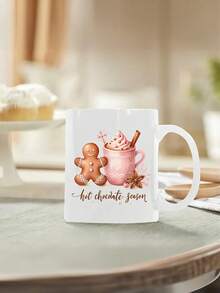 1pc Reindeer & Secret Santa 11oz Ceramic Mug - Double-Sided Design, Christmas Mug For Coffee, Tea, Hot Chocolate, Festive Gingerbread, Candy Cane & Snowflake Pattern,Reusable, Perfect Christmas Gift For Everyone, Winter Coffee Cups,Suitable For Hot Or Cold Drinks,Valentines Day Gifts,Friends Anniversary Festival,Party,Wedding