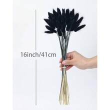 120pcs Bunny Tail Dried Flower Blue Bunny Tail, Natural Bulk Dried Flowers Bohemian Wedding Rustic Party Decoration, Home Vase Decoration, Garland, Birthday Cake Decoration Blue - Black - View 4
