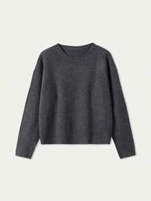 FOR BEAUTY Autumn And Winter New Solid Color Simple Round Neck Long Sleeved Daily Casual Lazy Style Knitted Sweater Knit Top, Fashion Loose And Warm Commuting Style Sweater Jumpers For Women Pullover New Year