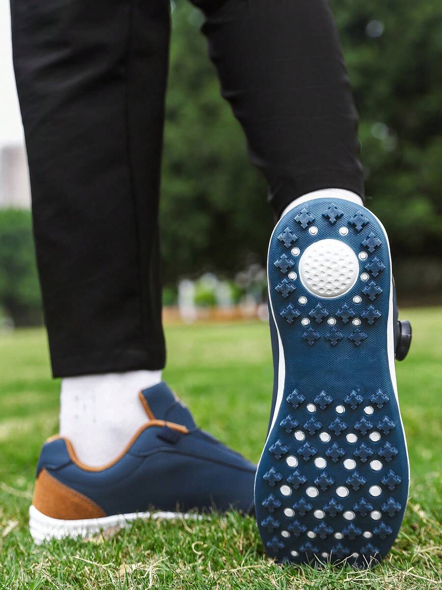 男士高尔夫球鞋2025新款，厚底防滑耐磨，低帮圆头，旋转扣，软底，抓地力强，专业高尔夫训练鞋，真皮鞋面，防水防油，加大码46，舒适男士运动鞋