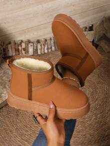 New Women's Fashion Warm Casual Short Snow Boots Winter Boots Non-Slip Ankle Boots - Brown - View 3