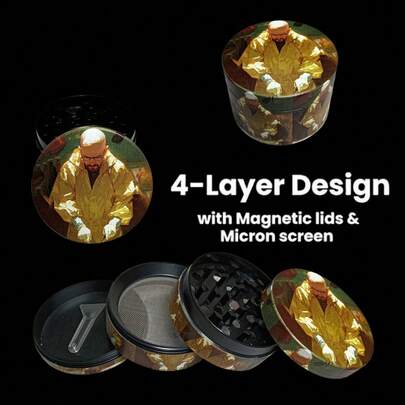 2英寸香草研磨机花蕾香草烟草粉碎机盐杵研钵香料研磨器便携式4节手动锌合金烟草生草研磨机香烟吸烟配件礼物