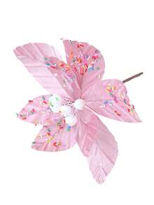 1 pièce Fleur de Noël avec flocons de neige 24 cm. Décorée avec des flocons de neige, décoration de sapin de Noël, fleur de fête durable pour l'extérieur/intérieur, convient pour la maison, le jardin, la terrasse, fleurs de Noël, décoration de jardin, affichage de fleurs vives, design de pétales complexe, le meilleur pour Noël