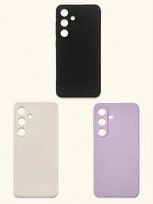3pcs Minimalist Solid Color Phone Cases, Elegant, Simple, Black, Beige, Purple Phone Cases, Affordable Price, Suitable For All Ages And Genders, Compatible With IPhone & Galaxy, Case Compatible With Iphone 17 Pro Max, Covers, Cute Phone Case, Phone 11/12/13/13 Pro Max/14/14 Pro Max/15/15 Pro Max/16/16 Pro Max, Galaxy - Multicolor - View 40