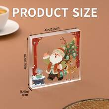 1 pièce (10*10CM/4*4in) Ornement de Noël en forme de cœur en cristal acrylique, scène de la Nativité avec la Vierge Marie, un âne, des moutons, un halo, une étoile et un design artistique religieux. Cadeau parfait pour Thanksgiving et Noël, convient pour la décoration de bureau, l'étagère, la décoration de fête - Style artisanal moderne