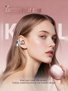 Kinglucky Clip-On Earbuds, Open-Fit Wireless Bluetooth 5.4 Headphones With Microphone, 50-Hour Battery Life, Noise Cancelling, Waterproof, Sports Earbuds, Comfortable For Workout, Compatible With IOS And Android Phones, Gaming Headset With Speaker And Microphone, Holiday Gift, Valentine's Day Gift, Christmas Gift, Essential For Autumn/Winter Vacation, Must-Have For Camping And Travel, Travel Accessories, Camping Supplies - 蝴蝶結 - 查看 4