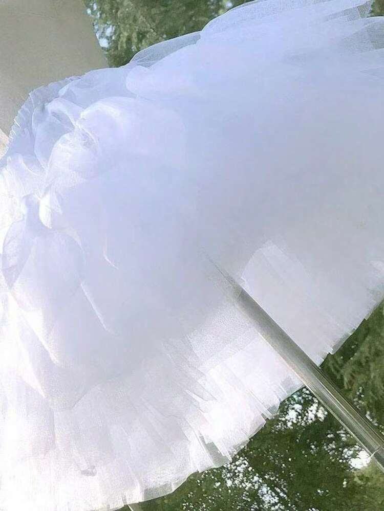 1 件 35 厘米短款洛丽塔衬裙，柔软薄纱裙撑裙，适合洛丽塔 COS 秋季服装，女士 - 白色 - 查看 4