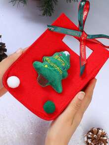 حقيبة من الشعر الاصطناعي للكريسماس، صندوق/حقيبة تفاح عيد الميلاد، حقيبة هدايا، حقيبة هدايا ديكور الحلوى