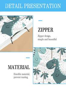 三件套定制床上用品（1个双面被套+2个枕套），恐龙图案，可定制姓名，涤纶材质，四季皆宜，男女卧室均适用 - 彩色 - 查看 6