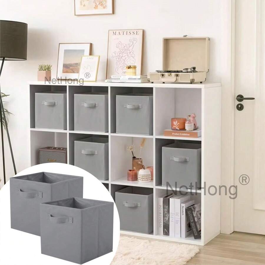 NetHong Würfelförmige Aufbewahrungsbox, Kleiderschrank-Eingangs-Schuhschrank-Aufbewahrungsbox, faltbare 11-Zoll-Kleiderschrank-Aufbewahrungsbox, Aufbewahrungsbox mit Griff, geeignet für die Kleiderschrank-Aufbewahrung und Organisation von Kleidung und Spielzeug