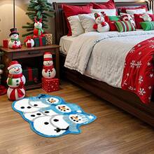 سجادة حمام ديكور رجل الثلج عيد الميلاد، سجادة منطقة، حصيرة الباب - أزرق ريفي، مانع الانزلاق للمنزل والحمام، ديكور منزلي داخلي لعيد الميلاد، هدايا عيد الميلاد، ديكورات منزلية لعيد الميلاد، سجادة مانعة للانزلاق للباب، سجادة حمام مانعة للانزلاق - قابلة للغسل في الغسالة، حصيرة باب من الصوف الاصطناعي عالي الكثافة، مثالية لديكور الحمام أو غرفة النوم، ديكور وإكسسوارات حمام عيد الميلاد، مناسبة لديكور مدخل المنزل مطبخ السجاد