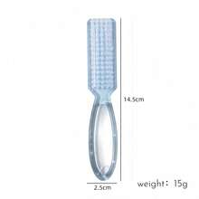 Multipurpose Silicone Nail Cleaning Brush With Dopamine Colorful Powder Handle, Large Transparent Goat Horn Shaped For Women Ladies Manicure Tool - Multicolor - View 6