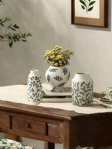 1 Peça Vaso Cerâmico com Design Fresco e Minimalista, Padrão Impresso Branco - Adequado para Segurar Água para Arranjar Flores Frescas e Pode Ser Usado como Ornamento Decorativo em Múltiplos Cenários