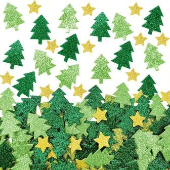 300 件闪亮圣诞树星形五彩纸屑 - 绿色和金色，适用于圣诞树装饰、礼品包装、剪贴簿 - 节日派对用品 - DIY 圣诞礼物、节日装饰、工艺装饰品、季节性装饰、圣诞氛围布置