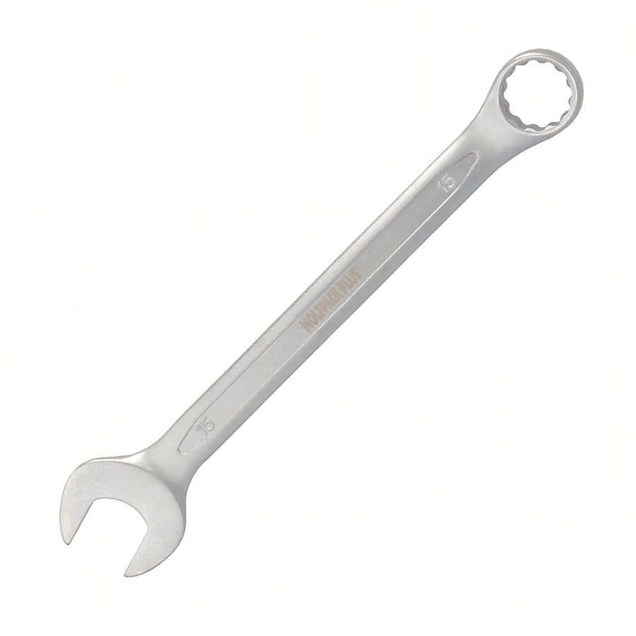 WOLFPACK LINEA PROFESIONAL Llave Combinada Plus 15x15 Acero Cromo Vanadio DIN 3113. Llave Doble Boca, Llave Fija, Llave Estrella - Plateado - Ver 1