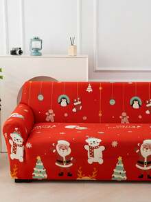 1 buc. Husă de canapea de Crăciun pentru sufragerie, imprimată, elastică, pentru canapea, potrivită pentru dormitor, canapea de exterior, protecție împotriva petelor de animale de companie, husă de pernă de canapea de 4 sezoane, pentru fotoliu reclinabil în formă de L și canapele cu 1/2/3/4 locuri, decor de toamnă pentru casă și produse de decorare de Crăciun
