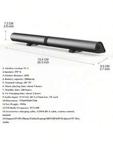 TV Sound System, Detachable 2-In-1 Wireless 5.3-Channel TV Sound System, 29 Inch 2.2-Channel TV Speaker, Supports Fiber Optic/AUX/USB