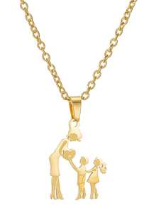 1 件时尚母子女吊坠项链，女士奢华不锈钢项链，母亲节礼物 - 金色 - 查看 12