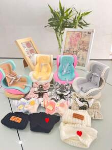 مقعد أمان السيارة لتمثال (بدون دمية)، مقعد أمان السيارة لتمثال ، ديكور فتحة التهوية الداخلية، اكسسوارات دمية 15/17 سم، ملابس بديلة للجيل الأول والثاني