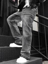 Schlagjeans, Stretch Jeans, Skinny Jeans, Verwaschen Destroyed Jeans, vielseitiges und modisches Baumwollprodukt, Schrägtaschen Verwaschen Denim