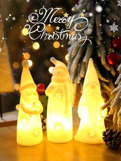 1 Stück Schneemann Dekorationslicht, LED Weihnachts Atmosphäre Nachtlicht, mit Knopfbatterie betrieben, LED Bart Weihnachtsmann Kerzenlampe, Weihnachts Innen-/Außenbeleuchtung, Kinderzimmer Nachtlicht, Weihnachts LED Licht, Feiertags Dekorationslicht, für Heim-Dekoration, Schlafzimmer, Party, Thema, Tisch, Raum, Wohnzimmer, Bad, Küche