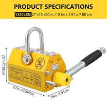 Sollevatore magnetico, capacità di trazione e sollevamento, magnete di sollevamento per impieghi gravosi con rilascio, magneti di sollevamento permanenti per lamiere d'acciaio, piastre, barre tonde, fattore di si curezza 2,5, versione aggiornata