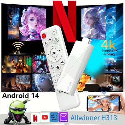 TUOGTCI TUOGTCI Mini TV Box, Allwinner H313 TX1 Android 10 Smart TV Box - Reproductor multimedia 4K Ultra HD con CPU H313 de cuatro núcleos, Wi-Fi 2.4G y Ethernet, control parental, control remoto y fuente de alimentación, diseño compacto para mini TV, Smart TV doméstico, dispositivo de transmisión de video, componentes de alta calidad