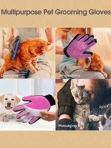 1pc Pet Grooming Gloves, 2-In-1 Pet Cleaning Gloves, Gentle Deshedding Brush For Dogs Cats, Dog Cat De- Cat Supplies Comb De-Shedding Brush Enhanced 5-Finger Design Suitable For Long Short Hair Easy To Clean Gentle De-Shedding For Dogs Cat, Easy Clean, Painless Grooming, Invigorating Massage