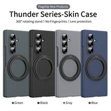 غطاء هاتف من سلسلة الرعد، صديق للبشرة، متوافق مع سامسونج جالكسي زد فولد 3/4/5/6/7، غطاء متكامل وواقي للشاشة، حامل قابل للدوران 360 درجة، حماية للعدسة، تصميم فاخر بمسحوق فضي، غطاء حماية للهاتف مناسب للجنسين