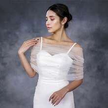 1 件新娘露肩系带仿珍珠披肩、薄纱臂套婚礼配饰 - 彩色 - 查看 4