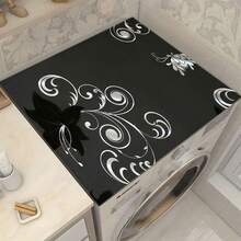 1pc Silver Flower Pattern Washing Machine Dryer Top Cover Pad, Made Of Diatomite Material, Washing Machine Dust Cover Mat, Kitchen Supplies, Anti-Slip, Suitable For Laundry Room, Bathroom, Home Decor, Room Decoration