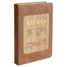 150 Page Recipe Book With Waterproof Wood & Brown PU Cover - Metal Corner Protection For Durability | Aesthetic Blank Cookbook Journal To Organize Recipes | Rustic Cooking Gift For Chefs,School Supplies,Back To School