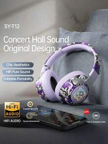 Wireless Over-Ear Headphones With Microphone, HIFI Stereo Gaming Headphones With Deep Base, Built-In Microphone For Clear Communication, Lightweight Immersive Audio For PC/Mobile Phone Kid-Friendly & Lightweight Build