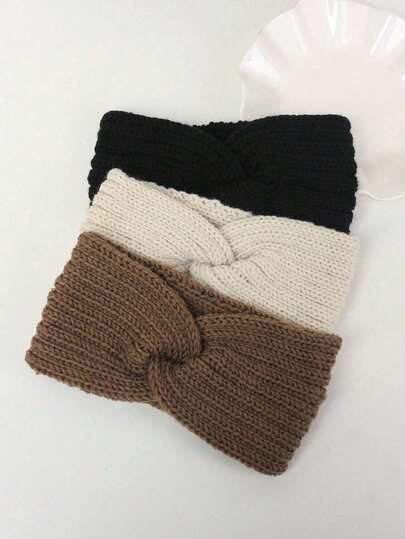 Fashionable Warm Knitted Criss-Cross Wool Headband, European & American Style Fluffy Criss-Cross Headband, Wide Headband, Suitable For Autumn/Winter, Applicable For Teenagers In Autumn/Winter, Handmade Knitted Headband