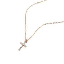Unisex Fashion New Zirconia Cross Pendant Necklace, Clavicle Necklace For Women - Gold - View 7