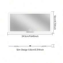 Ultra Thin LED Car Makeup Mirror HD Sunshade Hanging Vanity Mirror For Sun Visor, USB Charge Dimmable Touchscreen, Auto Interior Makeup Mirror With LED Light, Perfect For Women - White - View 3