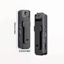 Cámara mini HD 1080P con visión nocturna infrarroja, grabadora de video digital portátil, cámara corporal para diversos escenarios, cámara pequeña para exteriores, lente gran angular de 180°, lente infrarroja de 180°, carga USB, almacenamiento en tarjeta TF, formato de archivo AVI, no impermeable, flash automático, batería de polímero de litio recargable, estabilización de imagen electrónica - negro - Ver 3