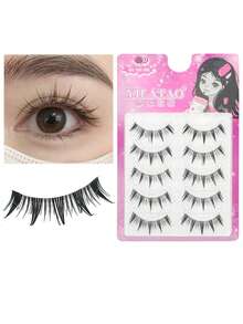 5 pares de pestañas postizas de camelias - Efecto de volumen K-Pop, agrandamiento de ojos y natural esponjoso