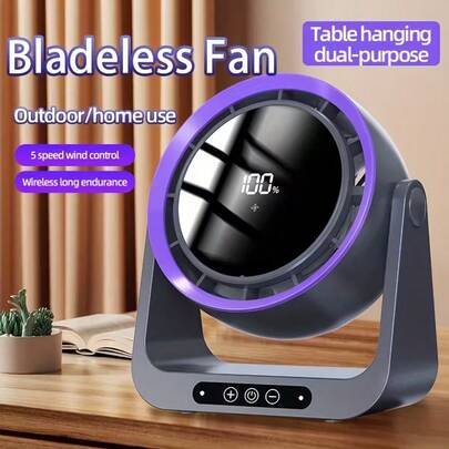New Upgraded Portable Fan, Desk Fan, Fashionable Desktop Fan, Standable And Wall-Mounted Options Available, LED Display, 5 Speeds USB Charging, Rechargeable Lithium Battery Perfect For Office, Travel, Camping, Outdoor RV, Christmas And Valentine'S Day Gifts