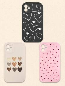 Casing Ponsel Silikon Motif Hati Hitam Putih Merah Muda 3pcs Aneka Warna, Kompatibel dengan iPhone & Galaxy Smartphone, Hadiah Musim Semi, Versi Internasional, Bukan Versi Domestik - MultiWarna - View 29