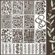 Szablony do rękodzieła, wielokrotnego użytku, szablony tekstur, abstrakcyjne tło, szablon do malowania na drewnianych meblach, karton, płótno, papier do scrapbookingu (16 szt.)