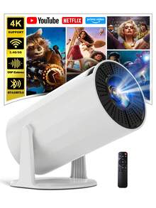 proyector con WiFi y Bluetooth, Aplicaciones integradas, proyector portátil Inteligente con rotación de 180°, Piedra Clave automática, Compatible con HD/USB/TV Stick/Smartphone/Laptop - Tipo de Enchufe A USA (110-127V) - Ver 2