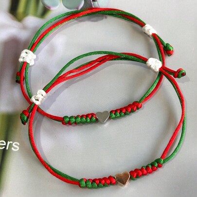 1 pieza Brazalete tejido con diseño de copos de nieve de la serie navideña de moda, regalo de pareja